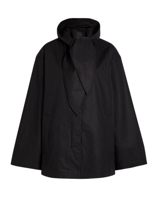 Totême Black Jacket With Hooded Scarf Effect