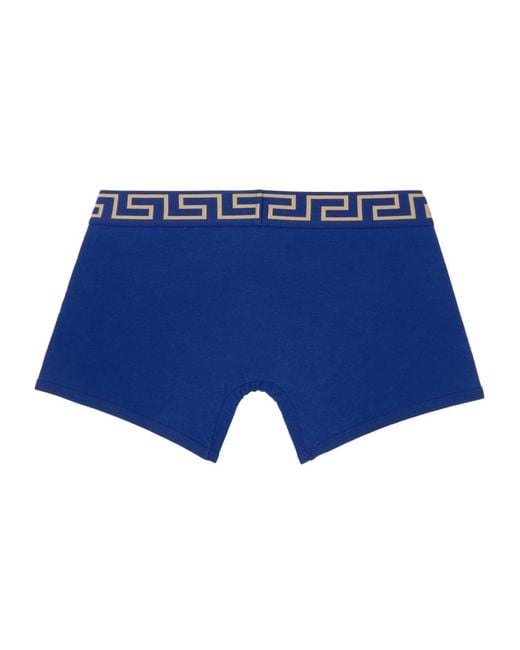 Versace Blue Greca Cotton Boxer Briefs for men