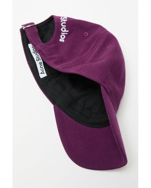 Acne Purple Twill Logo Baseball Cap