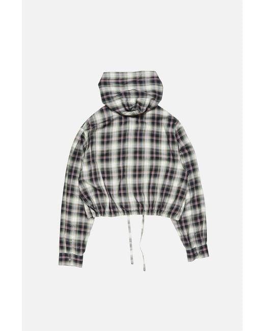 Acne Metallic Hooded Plaid Top