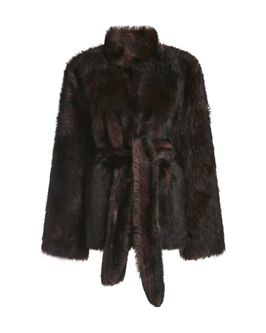 Nour Hammour Black Elsa Ladylike Shearling Coat