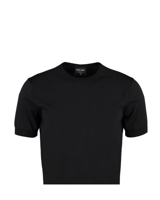 Giorgio Armani Black Crewneck Short-Sleeved Knit Jumper for men