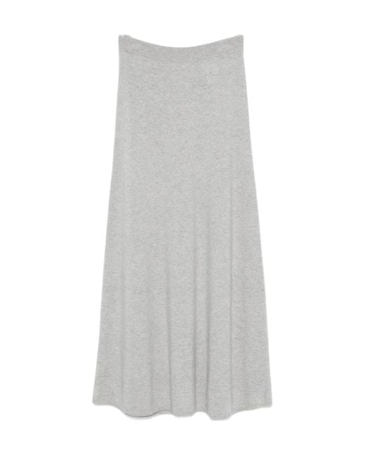 Lisa Yang Gray Ribbed-Trim Cashmere Skirt