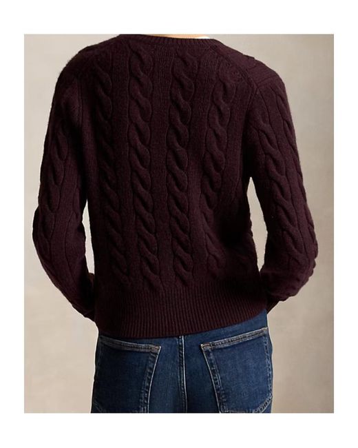Polo Ralph Lauren Red Cable-Knit Wool-Cashmere Cardigan