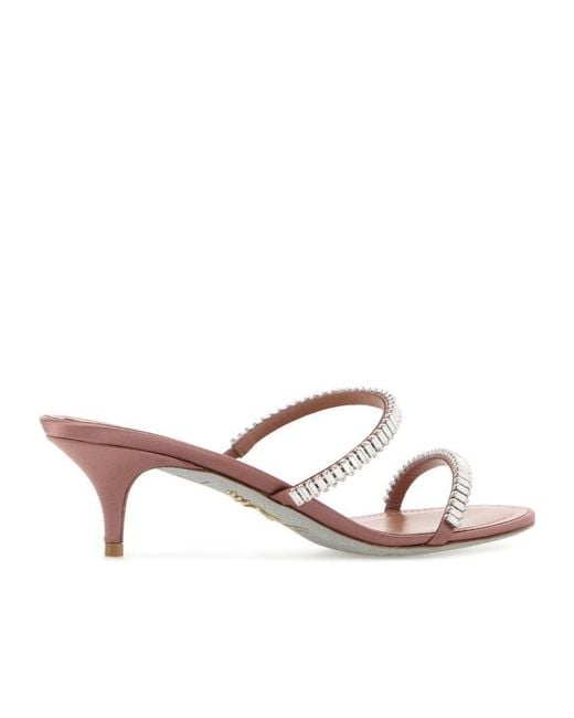 Rene Caovilla Pink Spark Crystal-Strap Heeled Sandals