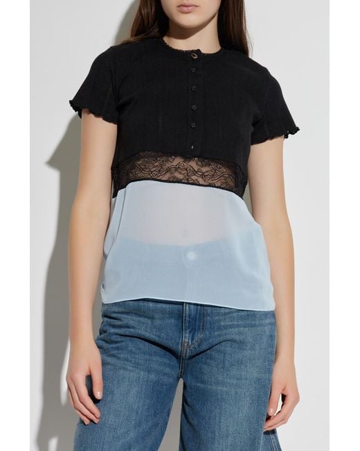 Coperni Black Lace-Panelled Blouse