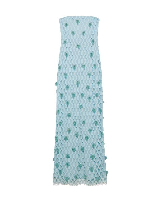 Jonathan Simkhai Blue Iridessa Beaded Column Dress