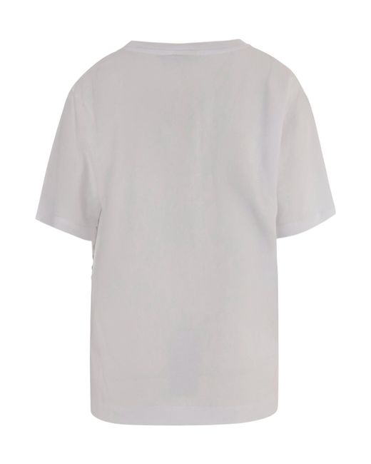 Dries Van Noten White Cotton T-Shirt With Decorative Buttons