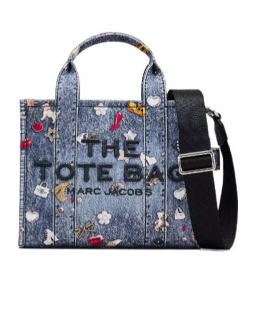Marc Jacobs Blue The Trompe L'Oeil Trinket Canvas Small Tote Bag