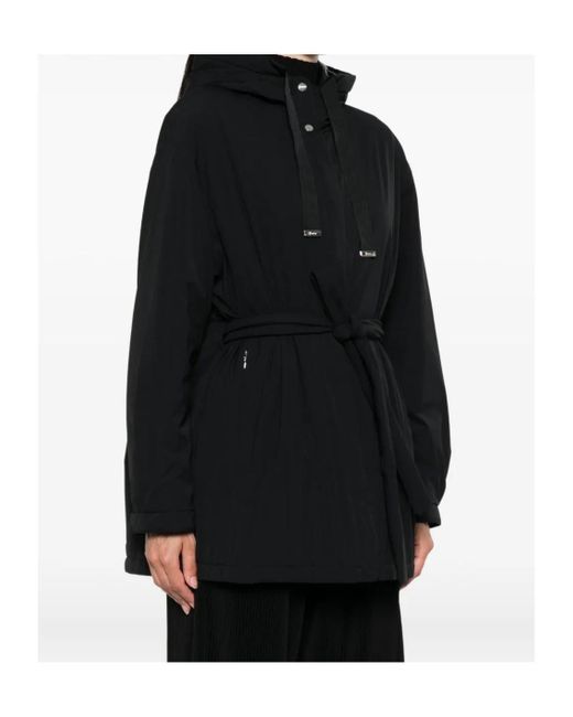 Herno Black Belted Drawstring Coat