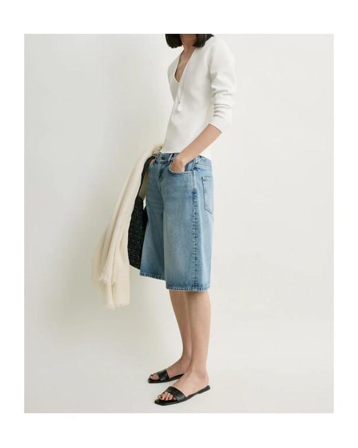 Totême Blue Totême Logo Patch Denim Shorts