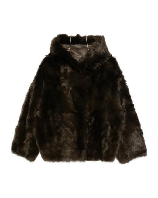 Yves Salomon Black Hooded Jacket