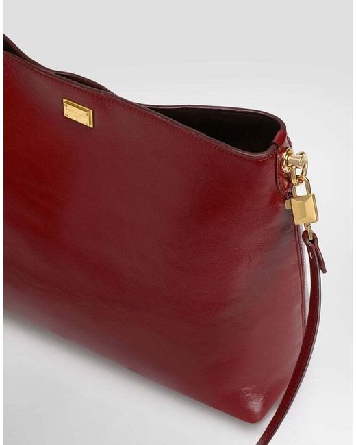 Dolce & Gabbana Red Large Vittoria Logo Plate Shoulder Bag