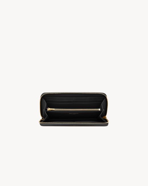 Saint Laurent Black Cassandre Bijou Grain De Poudre Zipper Wallet