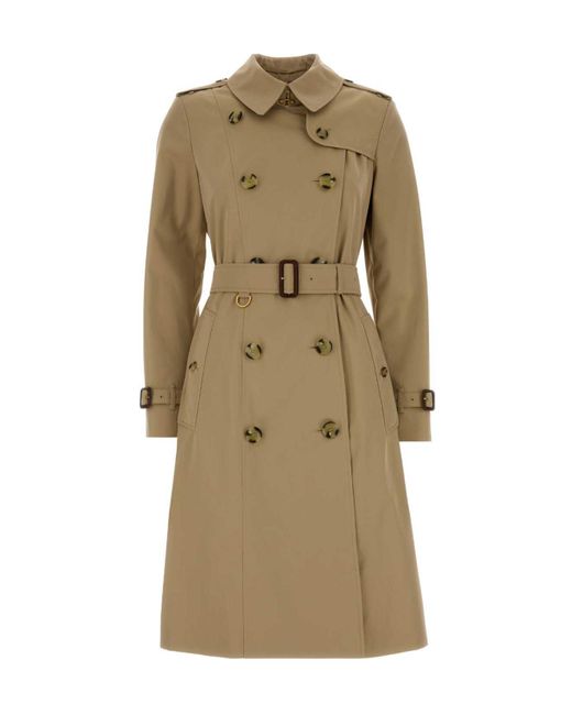 Burberry Natural Double Breasted Belted Trench Coat