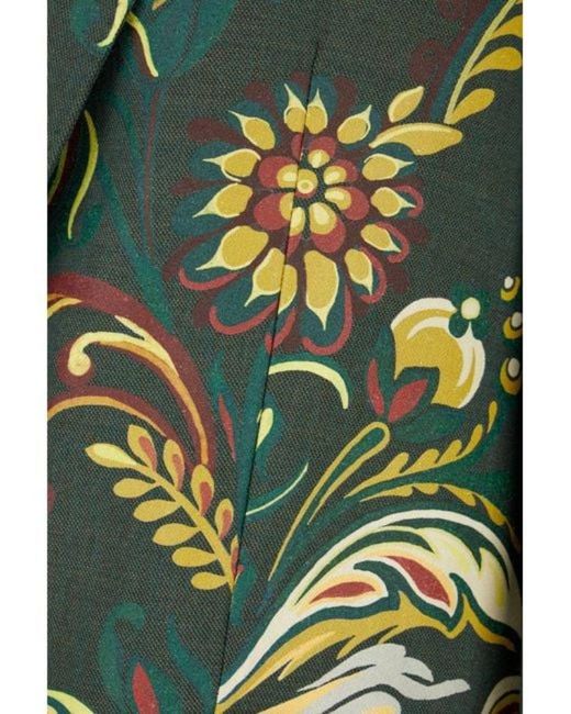 Etro Green Floral-Print Blazer