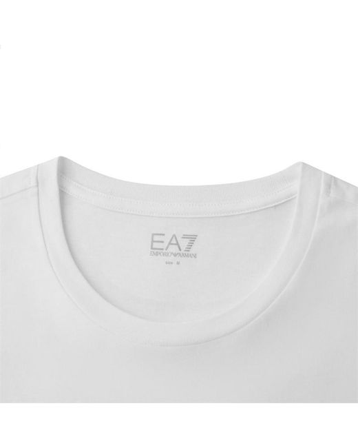 EA7 White Logo-Patch Cotton T-Shirt for men