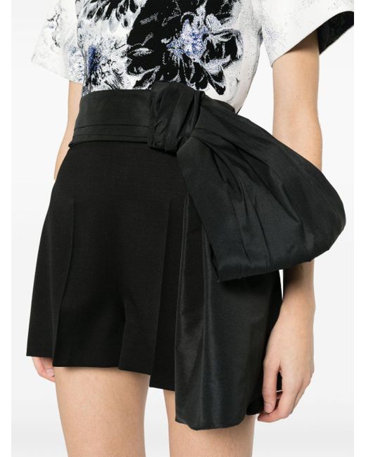 McQueen Black Bow-Detailed High-Waist Shorts