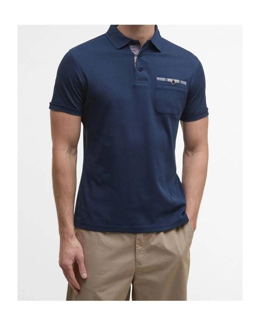 Barbour Blue Corpatch Tailored Short-Sleeved Polo Shirt for men