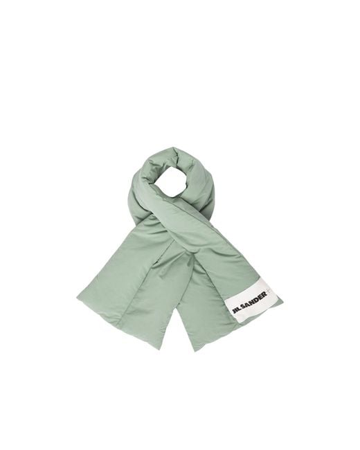 Jil Sander Green Padded Logo Scarf for men