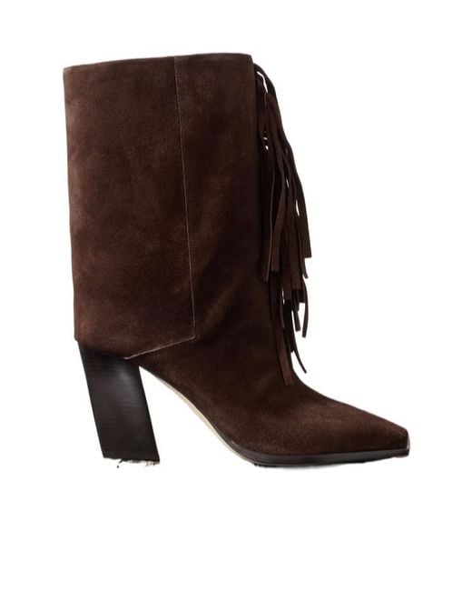 Jimmy Choo Brown Fringed Suede Boots