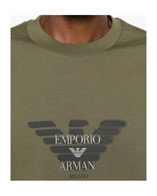 Emporio Armani Green Logo-Print Crew-Neck Sweatshirt for men