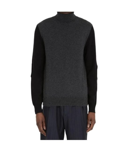 Maison Margiela Black Two-Toned Turtleneck Knitted Jumper for men
