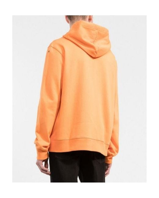 Etro Orange Logo-Debossed Zip-Up Hoodie for men