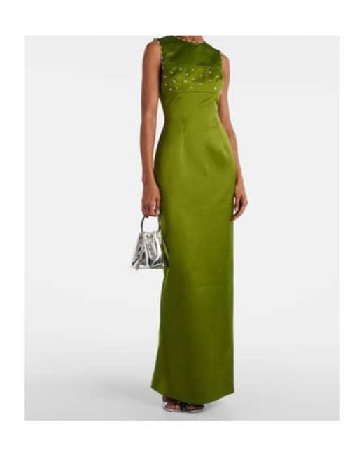 Emilia Wickstead Green Amadine Embellished Satin Gown