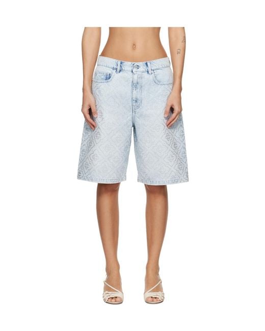 Casablanca Blue Embellished Denim Shorts