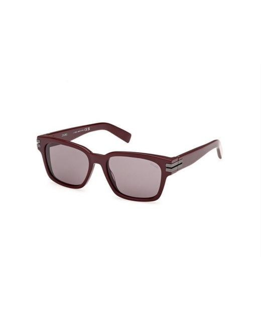 Zegna Brown Rectangle Frame Sunglasses for men
