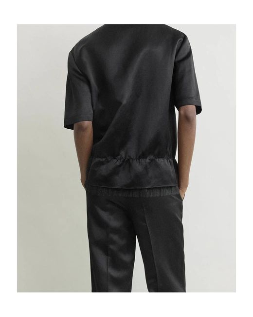 Totême  Black Totême V-Neck Short Sleeved Top