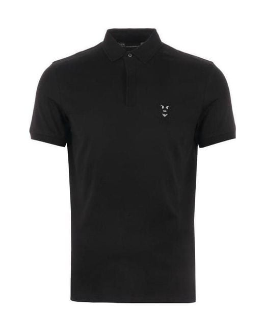 Emporio Armani Black Manga Bear Polo Shirt for men