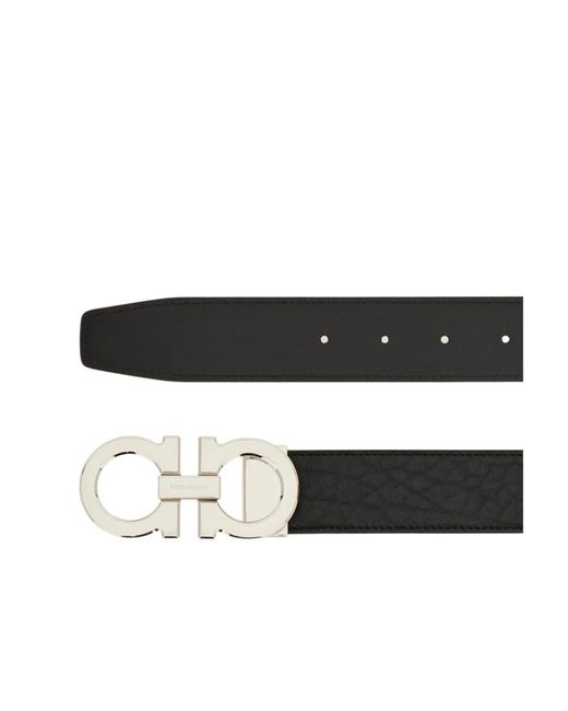 Ferragamo Black Reversible And Adjustable Gancini Belt for men