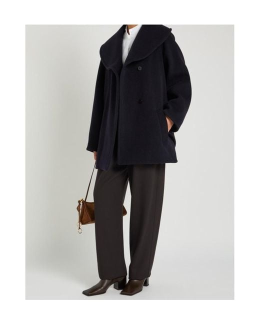 Alaïa Blue Double-Breasted Wool Coat