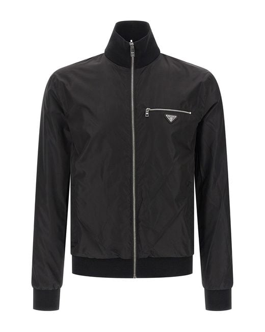 Prada Black Mock Collar Cardigan for men