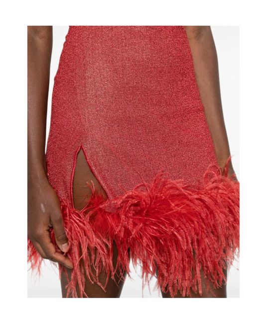 Oseree Red Spaghetti-Strap Dress