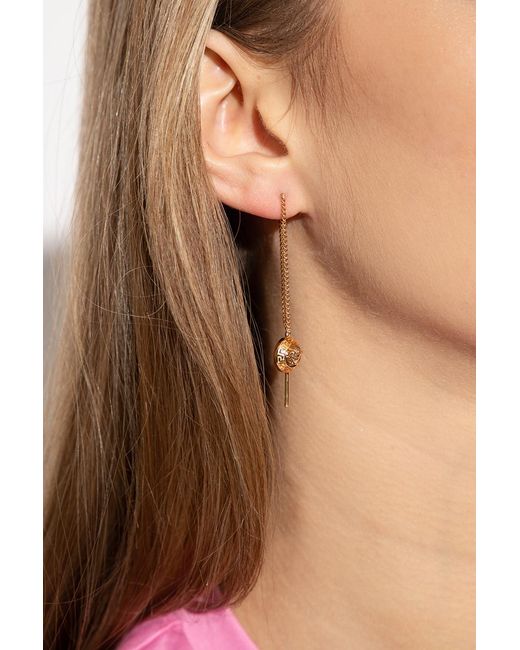 Versace White Medusa Head Drop Earrings