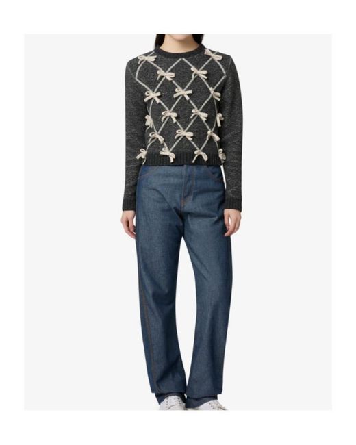 Moschino Black Wool-And-Silk Blend Sweater With Bows