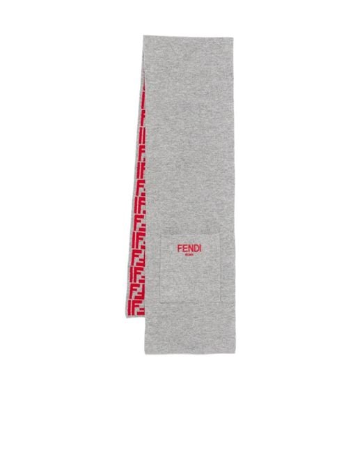 Fendi White Logo-Pattern Reversible Scarf