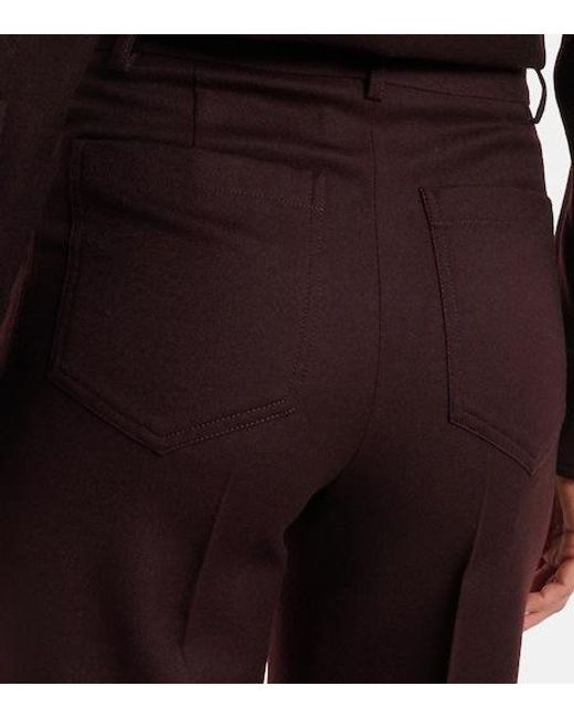 Victoria Beckham Purple Alina Virgin Wool Wide-Leg Pants