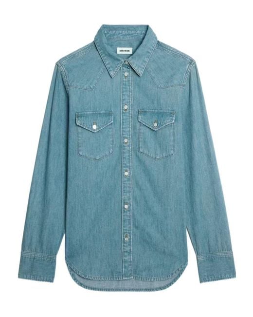 Zadig & Voltaire Blue Button Flap-Pockets Shirt