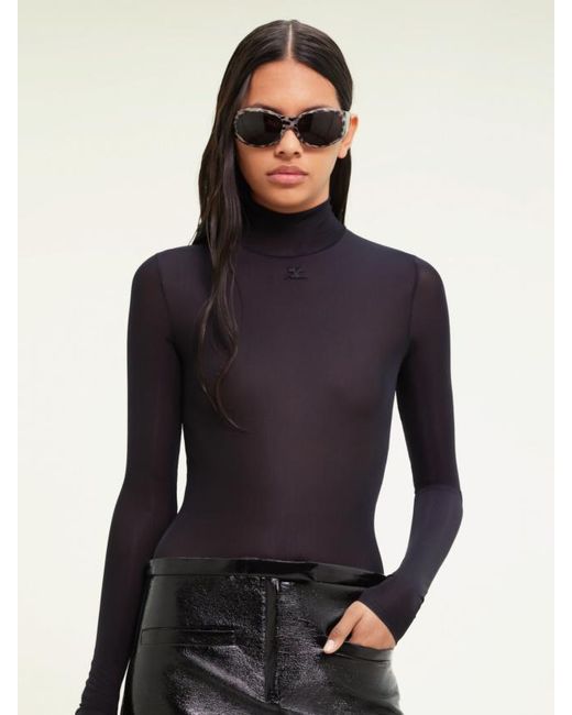 Courreges Black Courrèges Second Skin Mockneck Top