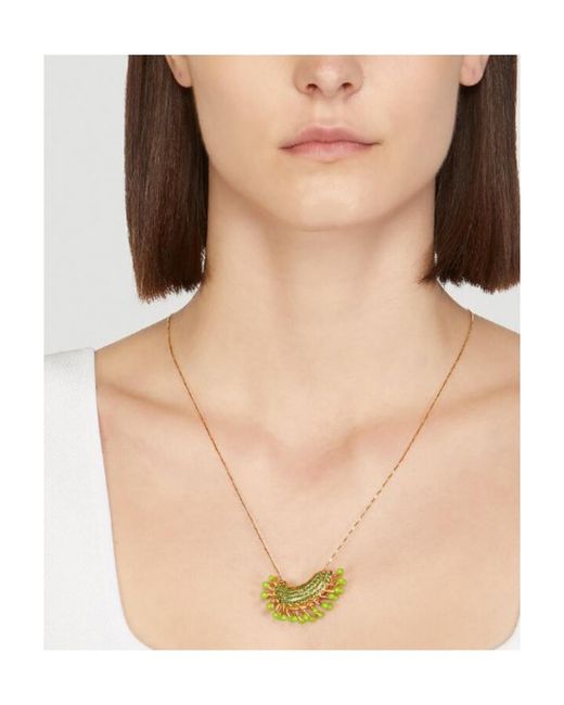 Bottega Veneta White Embellished Pendant Necklace
