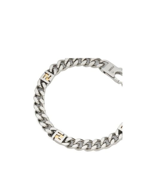 Fendi Metallic Logo-Detail Bracelet for men
