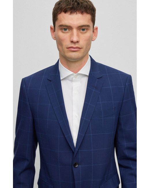 Boss Blue Long-Sleeved Suit Coat for men
