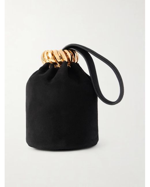 Alaïa Black Suede Bucket Clutch