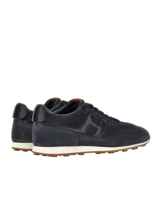 Hogan Blue Logo Patch Lace-Up Sneakers for men