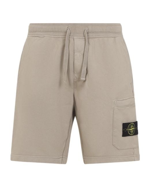 Stone Island Gray Logo Patch Drawstring Trousers for men