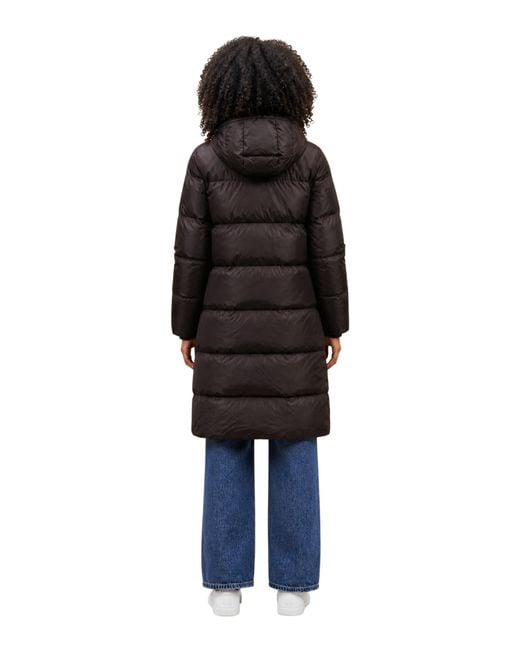 ARMANI EXCHANGE Black Quilted Down Puffer Coat With A Hood And Zip Pockets Icon